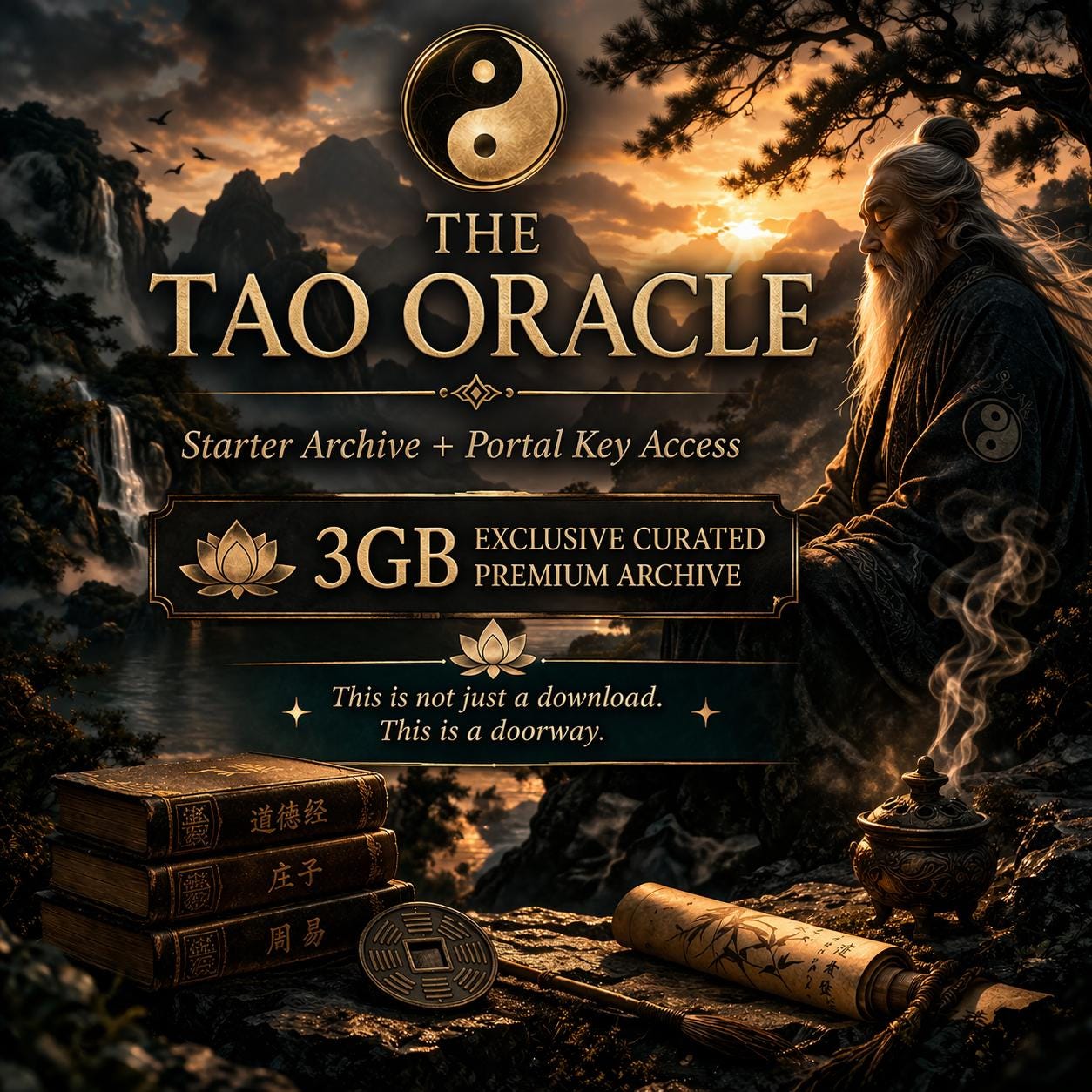 Tao Oracle AI + 3GB Taoist Archive | I Ching, Qi Cultivation, Inner Alchemy, Wu Wei, Tao Te Ching, Spiritual Awakening, Meditation Guide