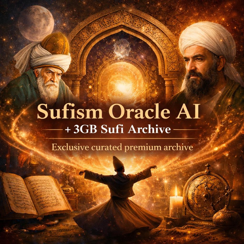 Sufism Oracle AI + 3GB Sufi Archive | Rumi, Ibn Arabi, Zikr, Islamic Mysticism, Spiritual Awakening, Esoteric Knowledge, Meditation