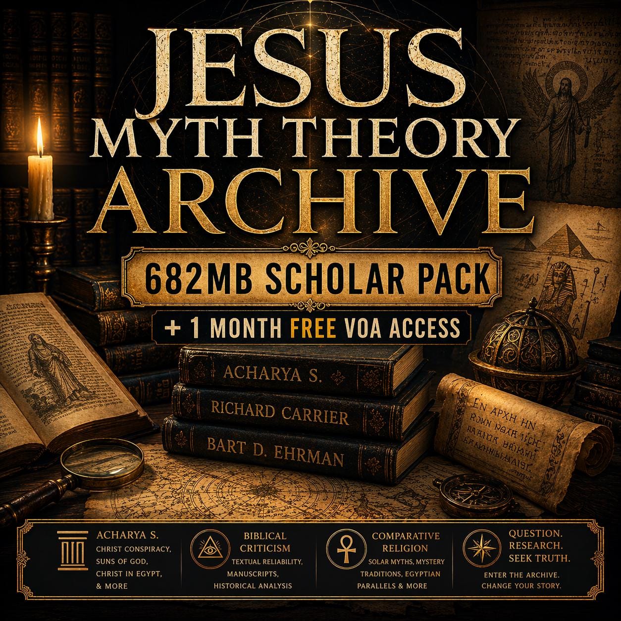 Jesus Myth Theory Archive + 71 Book Scholar Pack | Acharya S, Richard Carrier, Bart Ehrman, Biblical Criticism