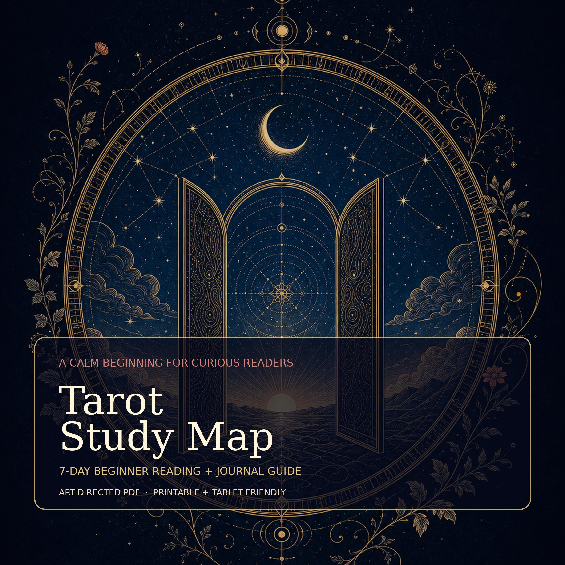 Tarot Study Map | 7-Day Beginner Tarot Guide & Journal | Printable Tarot Workbook PDF | Tarot Reading Practice