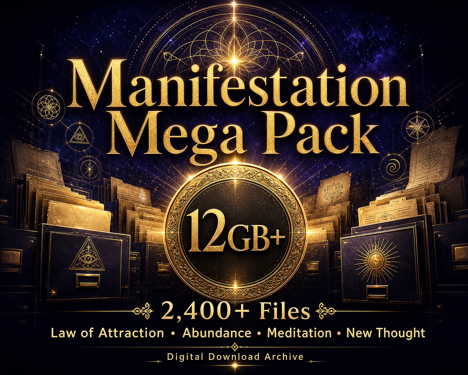 Manifestation and Law of Attraction Mega Pack, 12GB Study Archive, 2400 Files, Abundance Meditation and New Thought Digital Library