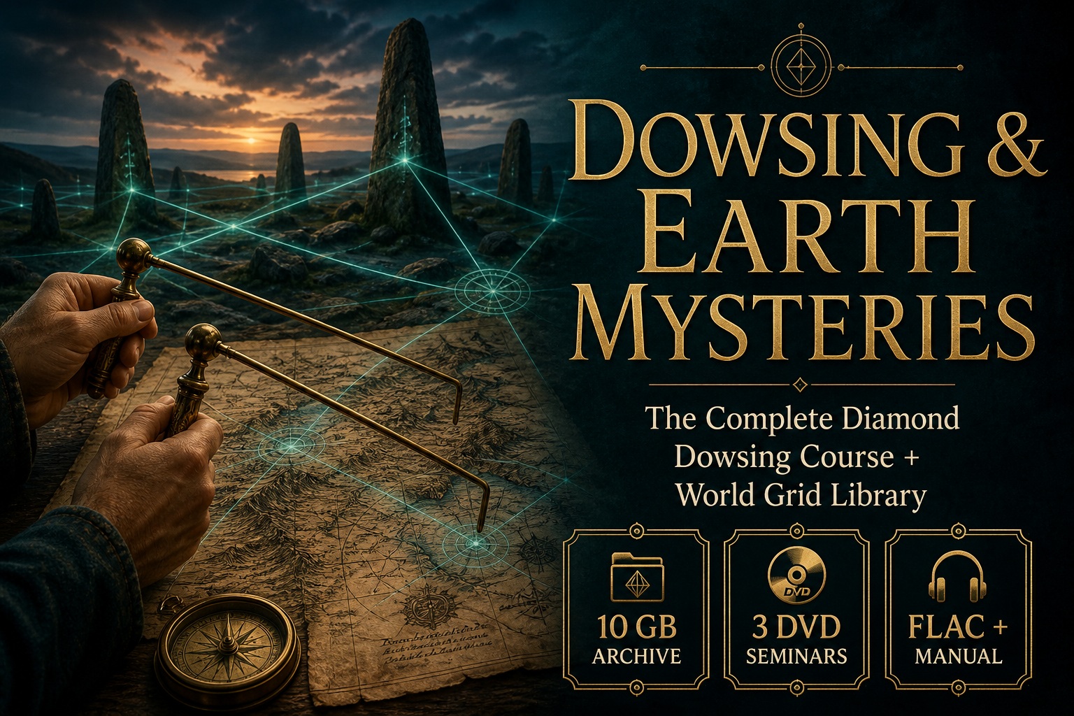Dowsing Mega Course | Diamond Dowsing FLAC Audio + 3 DVDs + Manual + Ley Lines World Grid Library | Pendulum Earth Mysteries Download